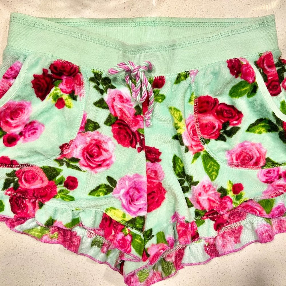 Betsey Johnson Floral terry cloth pajama lounge shorts